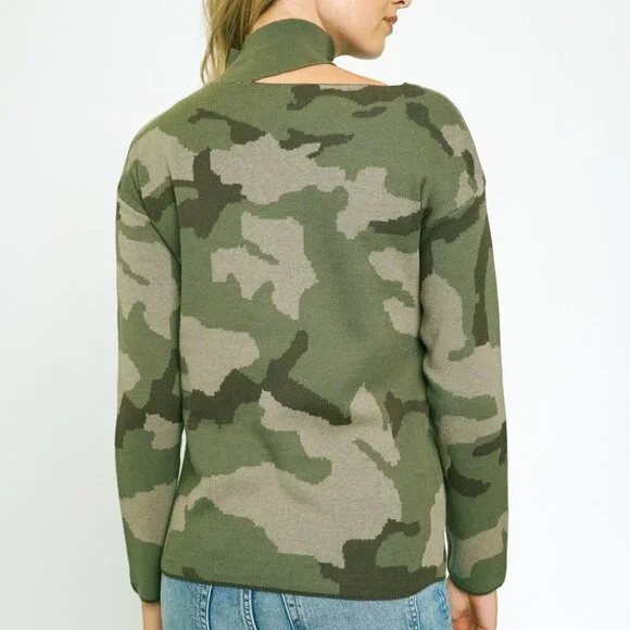 MYSTREE CUTOUT SHOULDER MOCK NECK SWEATER SIZE SMALL - Picture 6 of 9